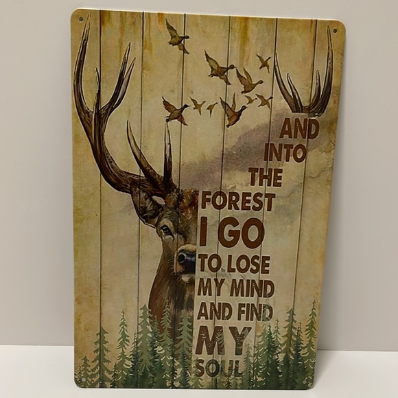 Hunting Deer And Duck And Into The Forest I Go Art Metal Wall Plaque Decor New - Picture 9 of 16